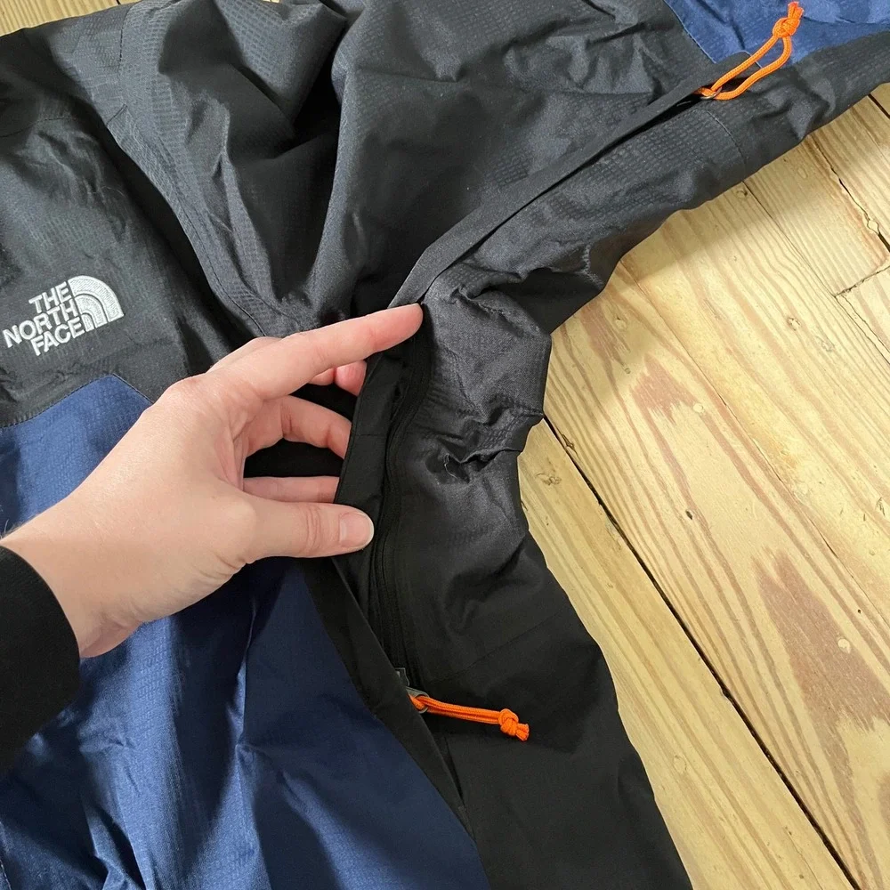 The North Face HyVent Rain Jacket Mens Large Navy Black Colorblock Pit Zip Shell